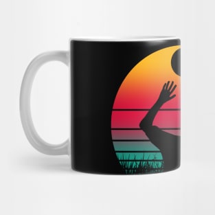 Travel back in time with beach volleyball - Retro Sunsets shirt featuring a player! Mug